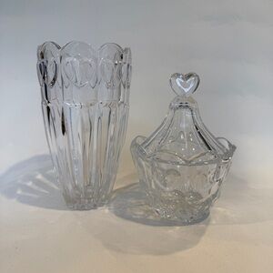 Fifth Avenue Crystal Hearts Vase and Candy Dish set of 2